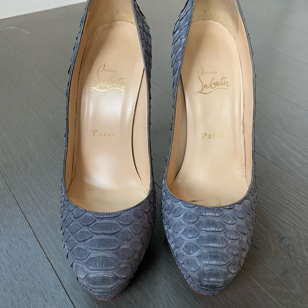 Christian Louboutin Gray Python Bianca Stilettos - image 2